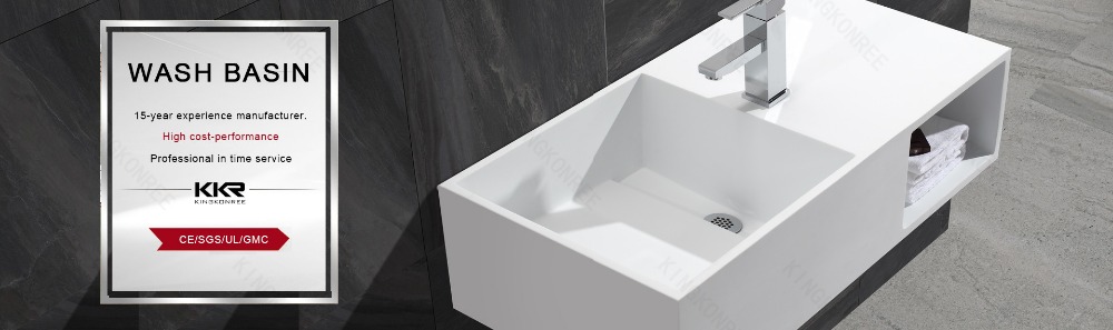 KKR hotel rectangular wash basins artificial stone wall hung basin