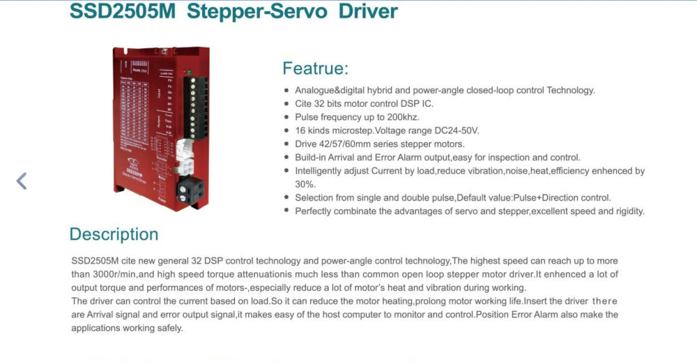 Stepper Servo Driver SSD2505H,57/60/86mm motor