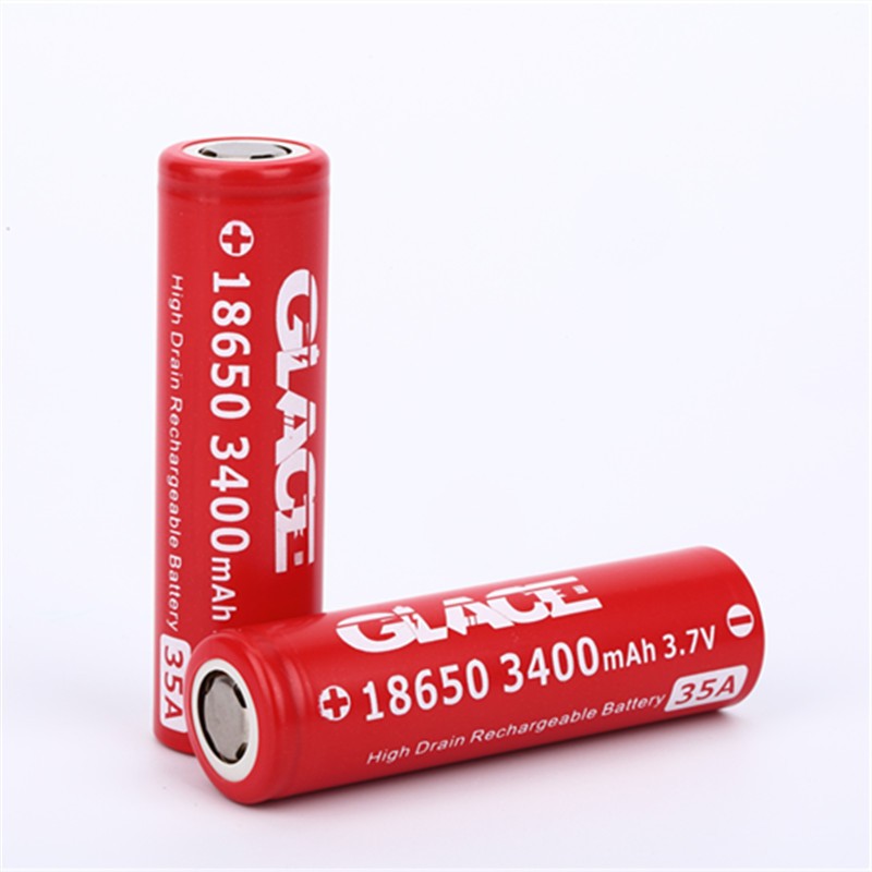 in hot stock 18650 Glace 3.7v 3400mah lithium high discharge battery for vape