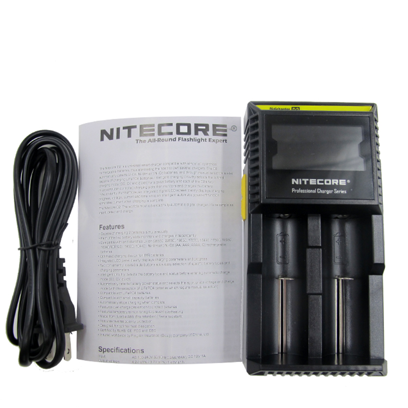 Authentic Digital Nitecore D2 charger for 18650 26650 18350 Battery Nitecore D2 Charger