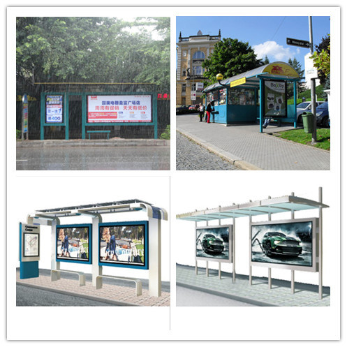 Outdoor Stainless Steel Structure Aluminum Alloy Bus Shelter Advertising Light Box