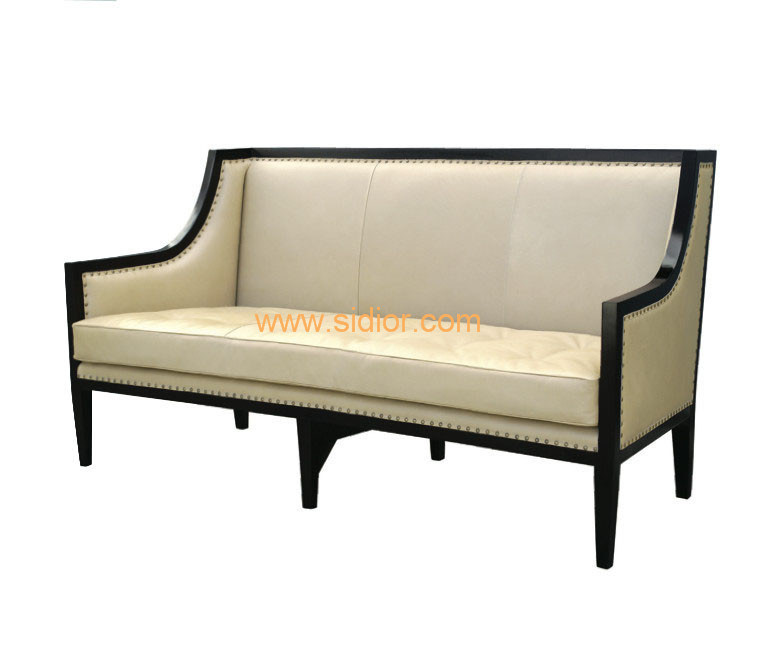 (CL-6605) Classic Hotel Restaurant Lobby Furniture Wooden Fabric Leather Sofa