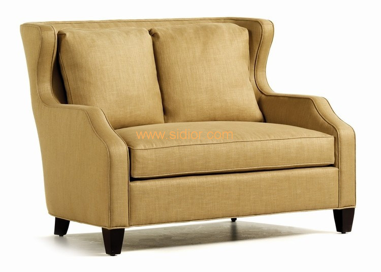 (CL-6607) Classic Hotel Restaurant Lobby Furniture Wooden Fabric Leather Sofa
