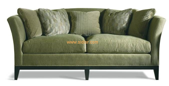 (CL-6609) Classic Hotel Restaurant Lobby Furniture Wooden Fabric Leather Sofa