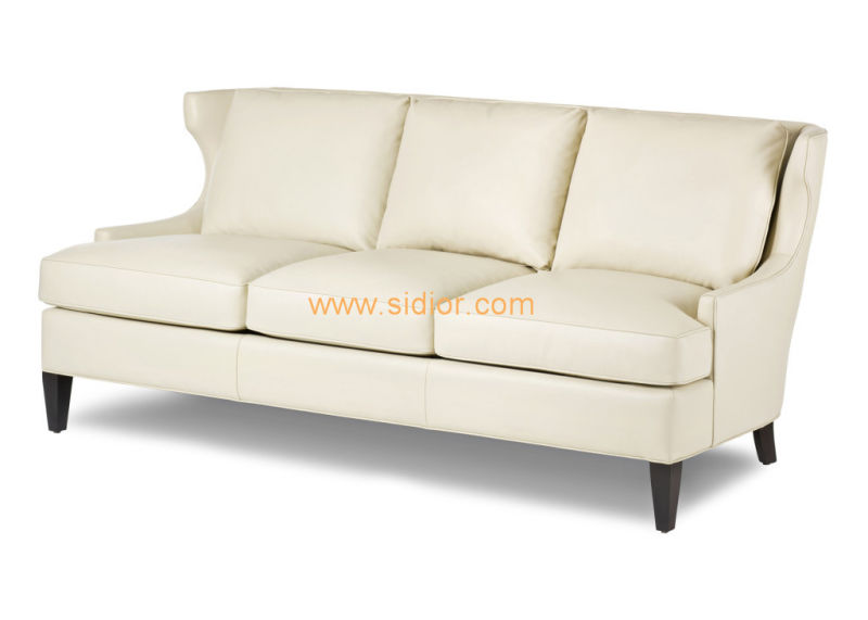 (CL-6610) Classic Hotel Restaurant Lobby Furniture Wooden Fabric Leather Sofa
