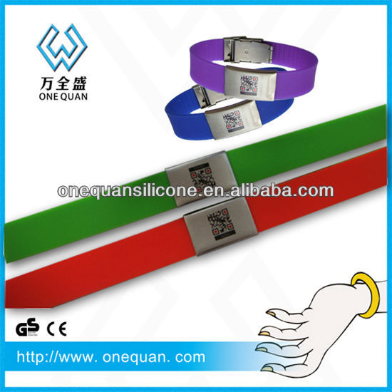 Custom unique QR laser sport id wristband with clasp fastener