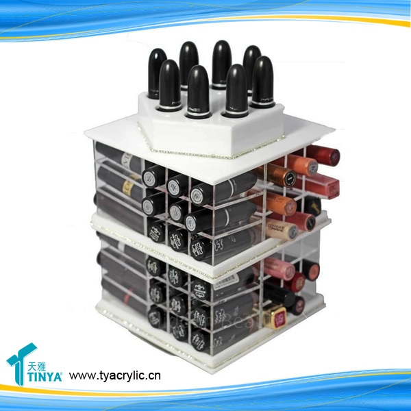Wholesale 72 Slots 360 Degree Rotating Lipstick & Lip Balm Tower Stand Holder Pop Acrylic Round Cosmetic Display Racks