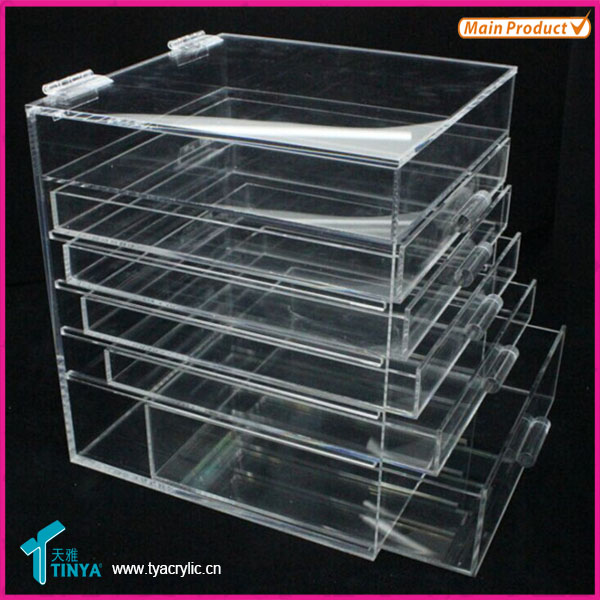 New Products Clear Glass Makeup Storage Cabinet Christmas Gifts Acrylic Cosmetic Storage Drawer Box Factory Wholesale