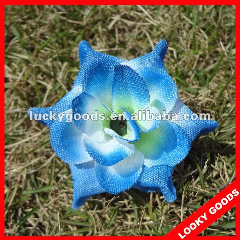 blue silk rose heads