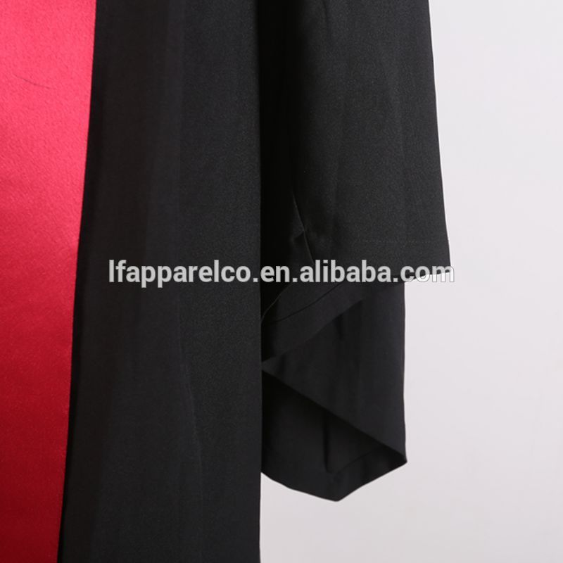 Black graduation master gown with red satin in front